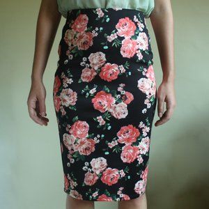 Floral Stretchy Pencil Skirt